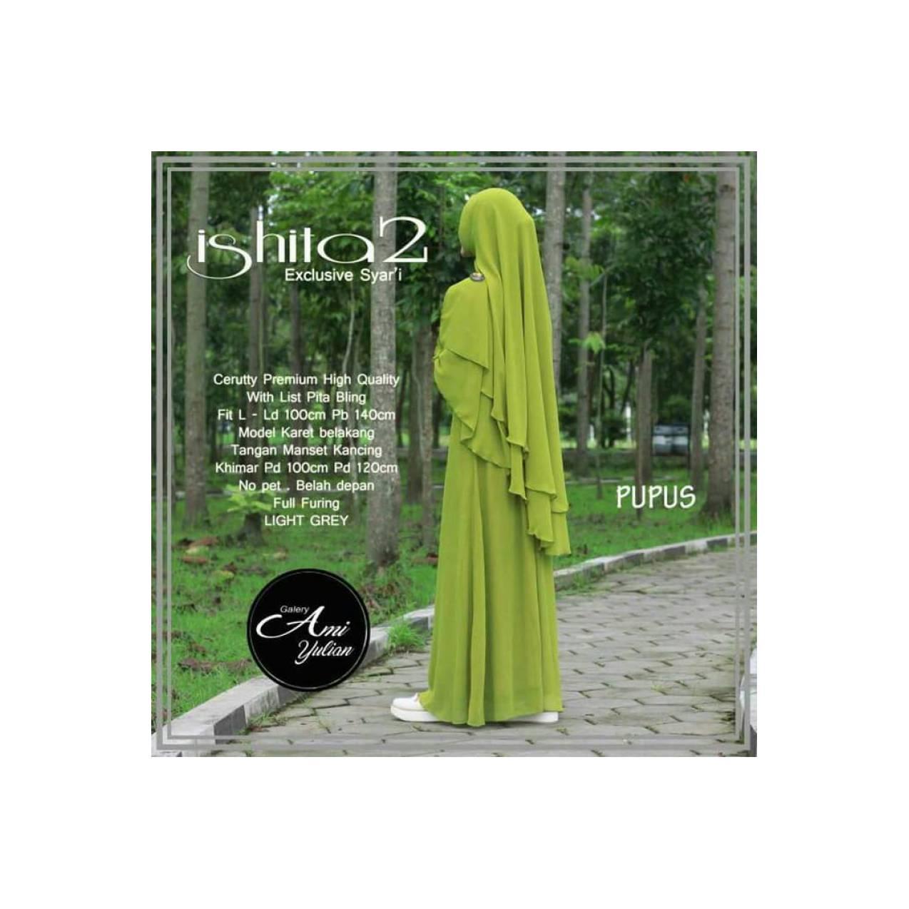 baru ishita syari setelan gamis ceruti busui elegan polos