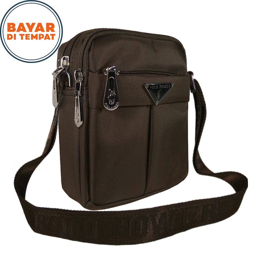 Polo Power Tas Pria Tas Selempang Pria Polo Tas Pria Import Tas Selempang Import Tas Polo Tas Selempang Polo Tas Sling Bag Tas Casual Pria Tas Slempang Tas Pria Selempang P006-S Size 6 Inchi Original - Coffee