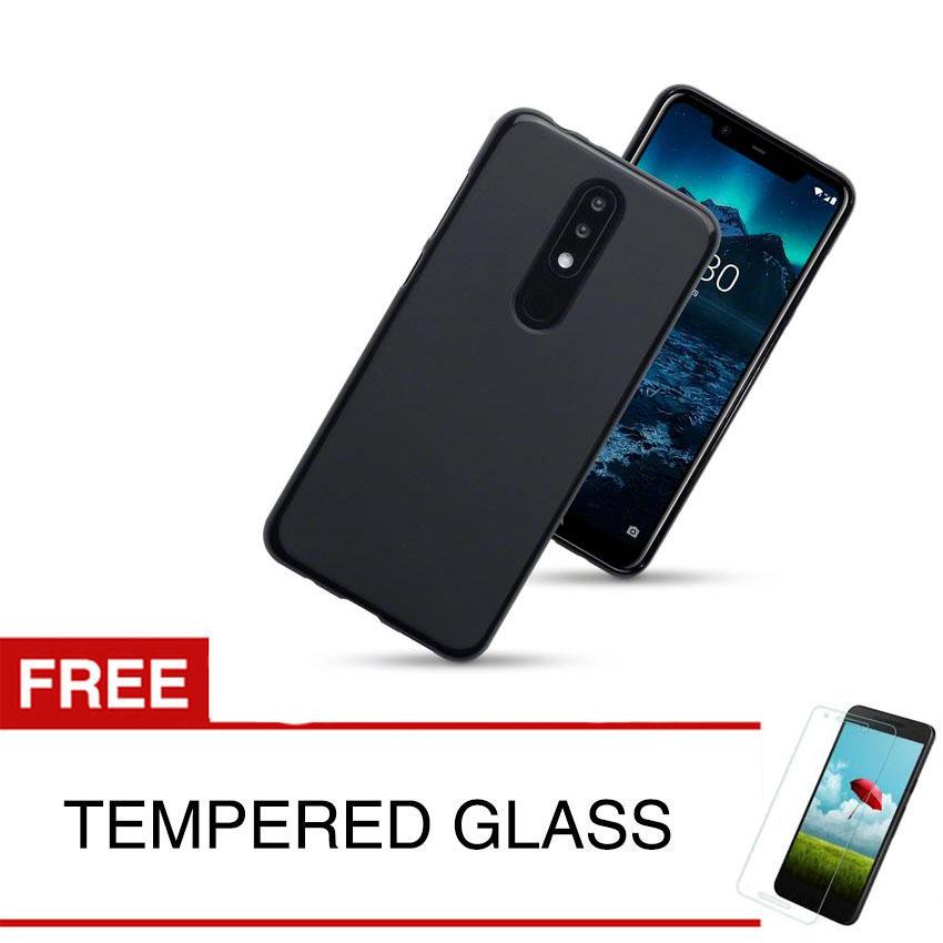 Case for Nokia 5.1 Plus / Nokia X5 - Slim Soft Case - Hitam Solid + Gratis Tempered Glass