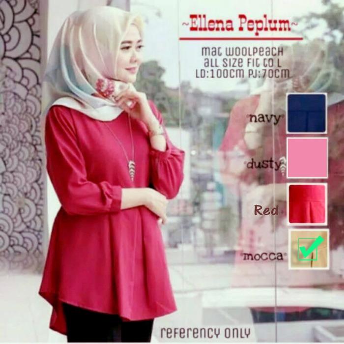 Atasan Wanita Ellena Peplum Blouse Tunik Baju Muslim Blus Muslim