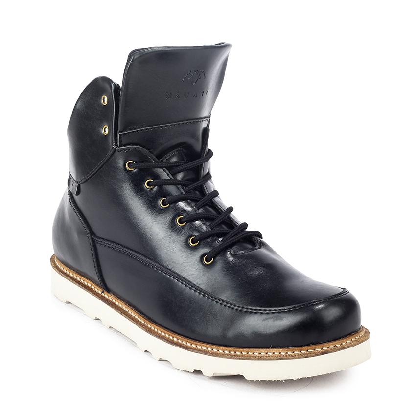 Sepatu Kulit Kasual Boots Pria Navara Herrick Black / Hiking Shoes / Kasual / Man Shoes