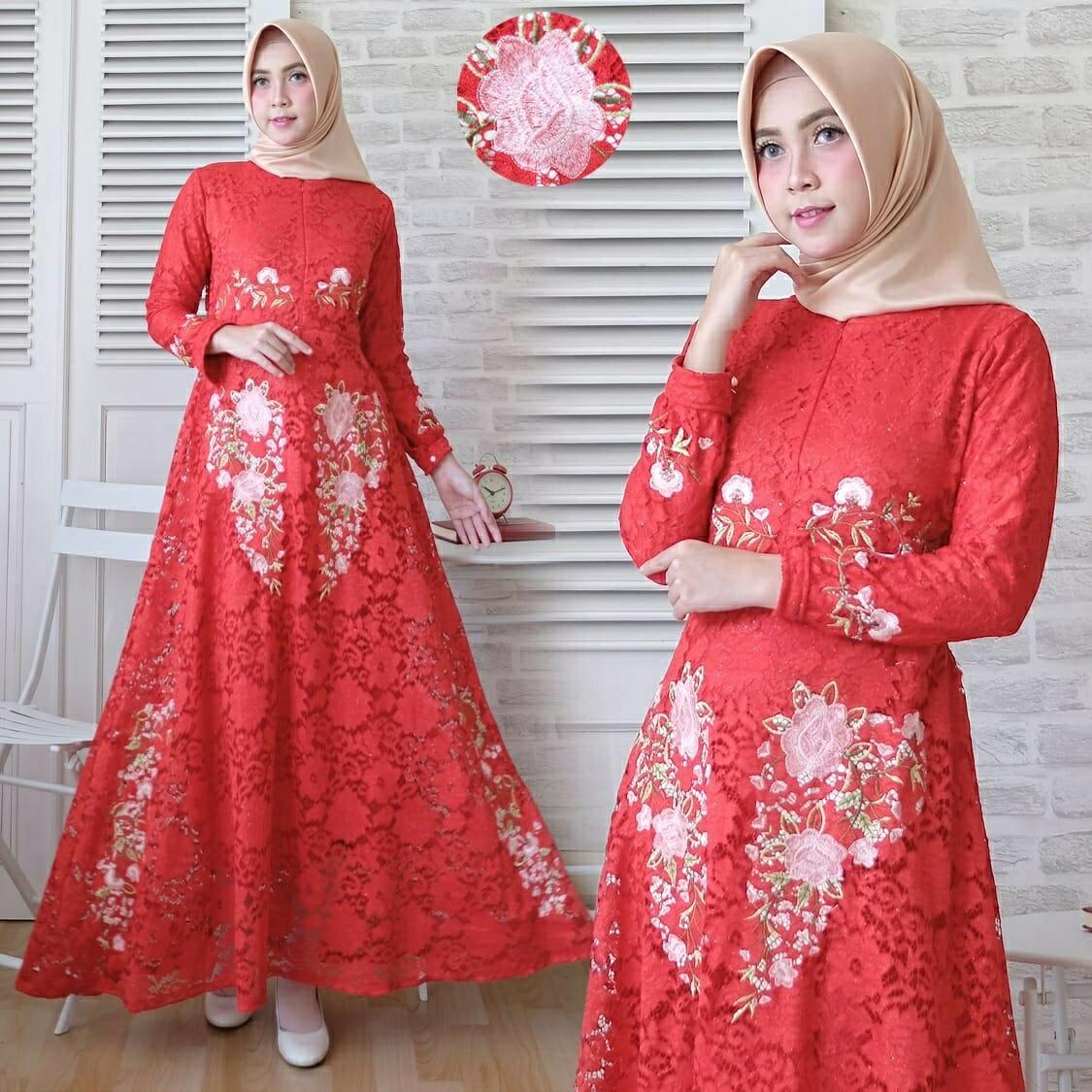 Grosir hasanah Maxi Naomi - Gamis Brukat Cantik - Maxi Panjang - Maci Muslimah - Gaun Pesta Muslimah