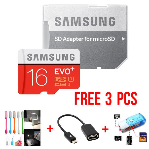 Memory Card Samsung EVO 16GB Micro SD Adapter Free LED USB+OTG+CARDREADER