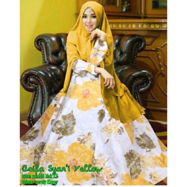 Gamis Wanita - ASIFA GAMIS SYARI BUSANA MUSLIM GOLD DENGAN KHIMAR