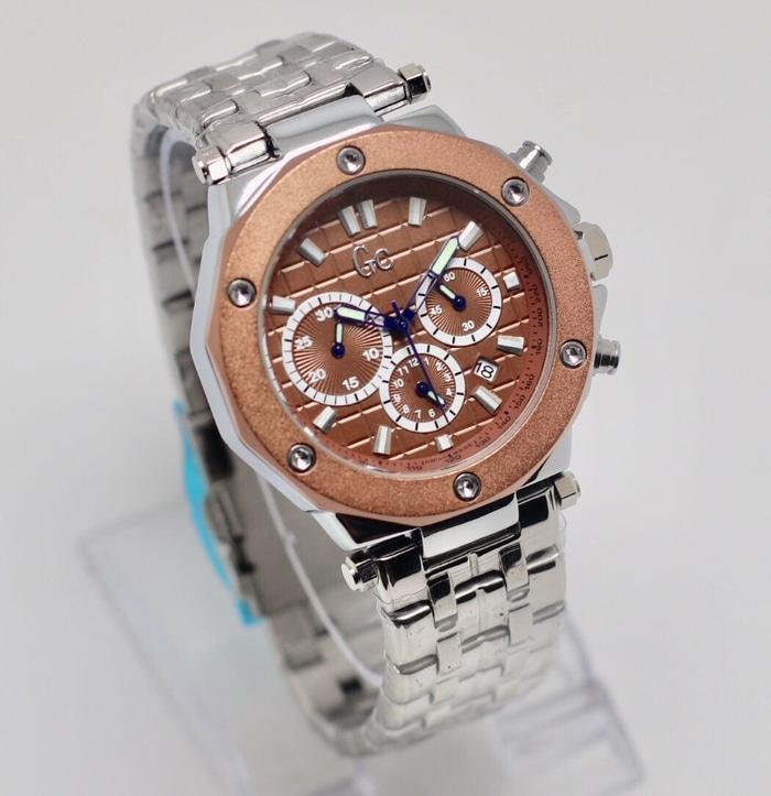 DISKON TERLARIS - Jam Tangan Pria / Cowok Murah Gc Chrono SK950 Rantai Silver Full Rose TERMURAH