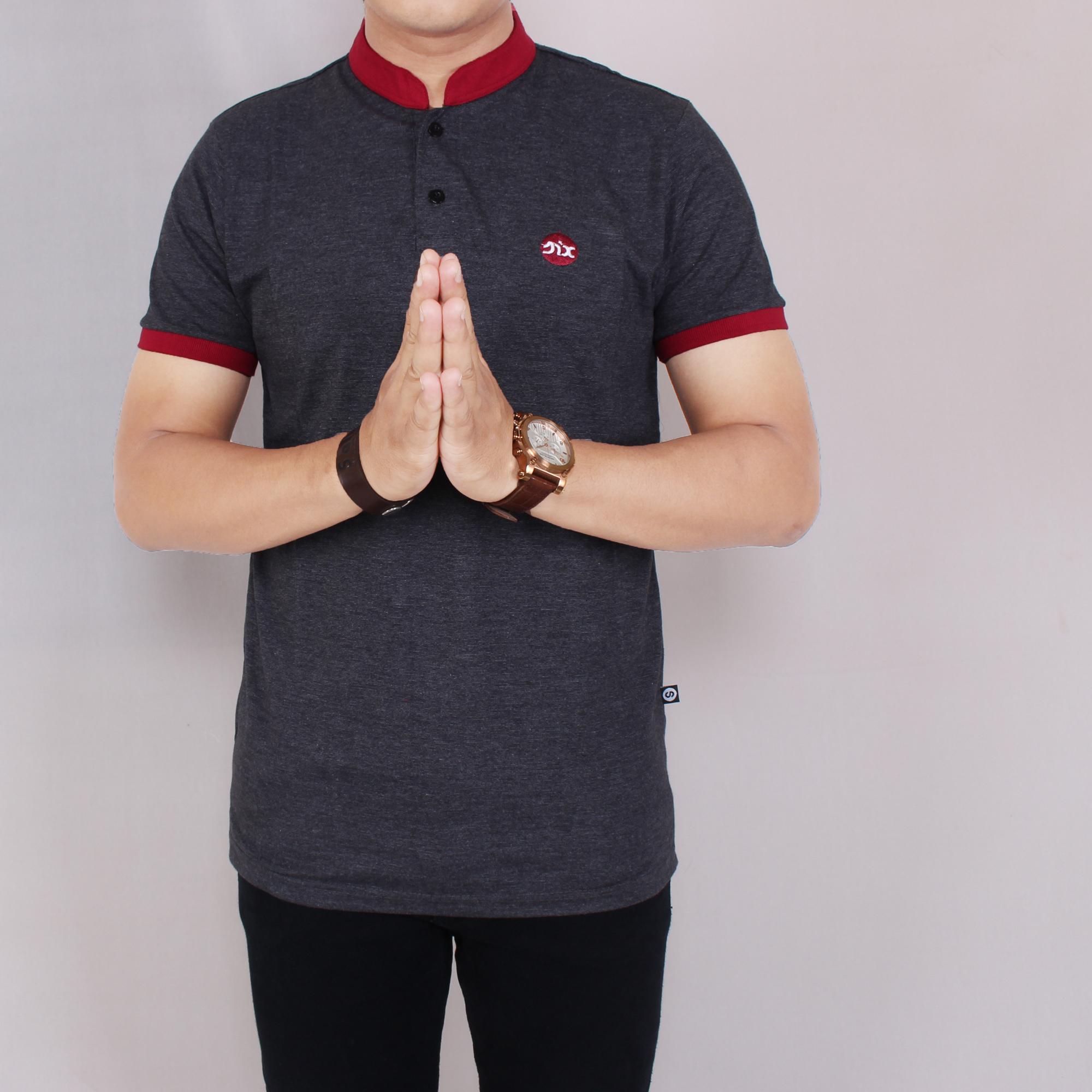 Zoeystore1 5748 Kaos Polo Six Pria Lengan Pendek Baju Kaos Polo Sanghai Cowok Formal Red Mix Gray
