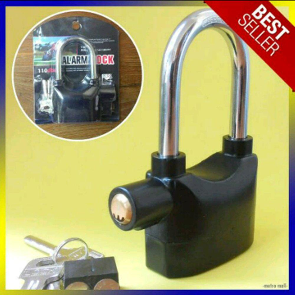 Grosir station- Gembok Alarm Ring Panjang - Hitam