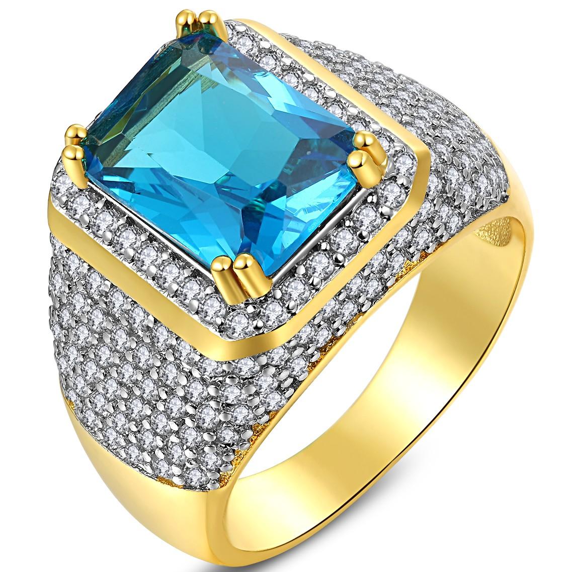 AAA Modis Populer Pria Pria 18 K Emas Diisi Pertunangan Shinng Cincin With 260 Pcs Putih Kecil Zirkon Batu Di sekitar Ukuran 8-15-Intl