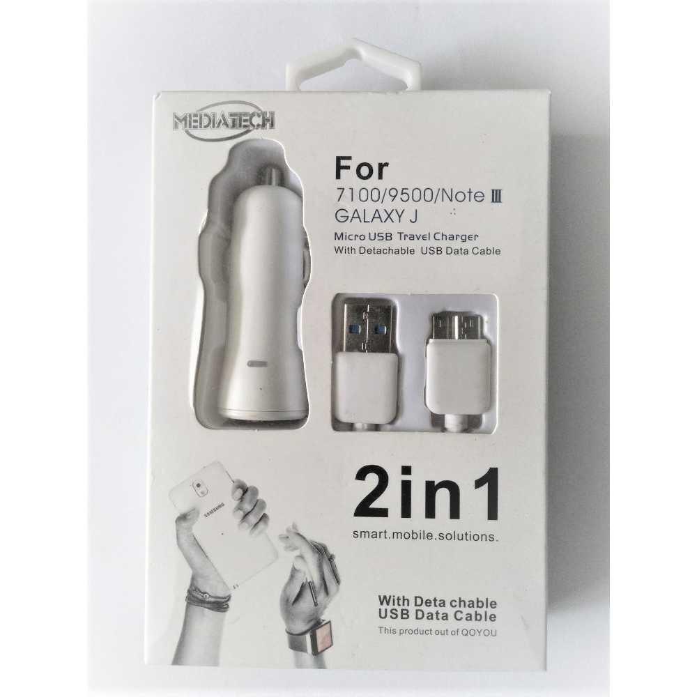 Mediatech 2 in 1 Charger for Samsung Note III /7100/9500/Galaxy J HP Termurah