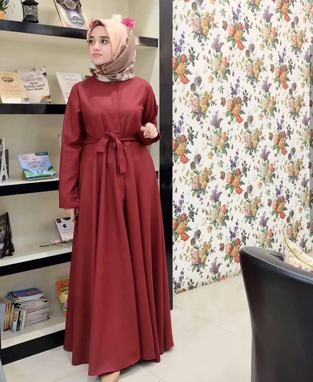 Busana Wanita Muslim Model mal HAVANA DRESS bahan Wolfice Aplikasi Tali Pinggang yang trendy modis dan elegant