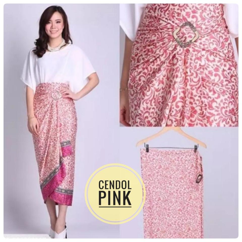 ROK LILIT BATIK MURAH / ROK PASANGAN KEBAYA / ROK PANJANG MUSLIMAH / ROK LILIT PLUS RING MOTIF CENDOL PINK