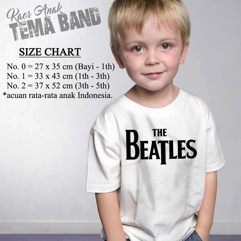 Kaos Anak Tema Band The Beatles #1 Putih