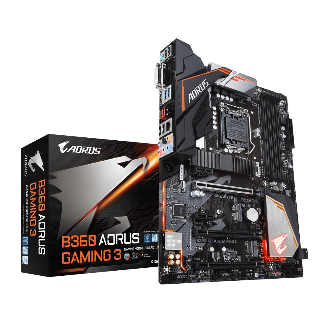 Gigabyte Motherboard B360 Aorus Gaming 3 - Socket 1151 DDR4 - Hitam