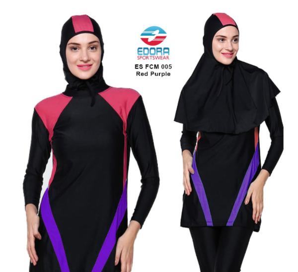 Baju Renang Muslimah EDORA ES FCM 005 RED PURPLE Baju Renang Syar'i