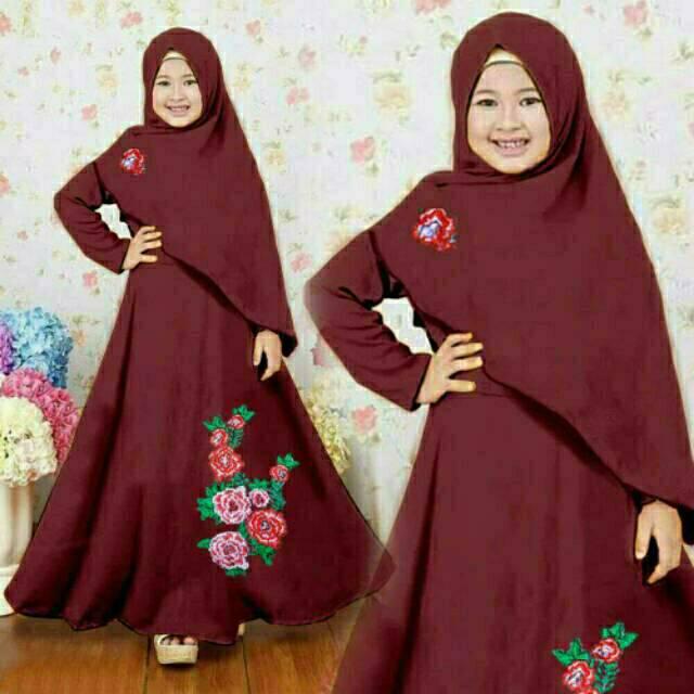 Zaskia kids gamis syari buat anak anak bahan jersey nyaman ukuran 10 - 11 tahun toko tanah abang ()