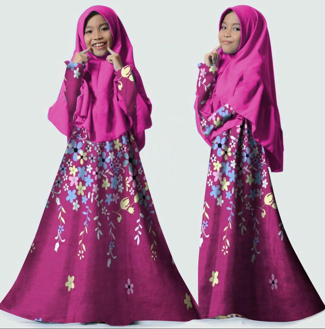 gamis syari maxi anak perempuan almeira katun jepang plus khimar