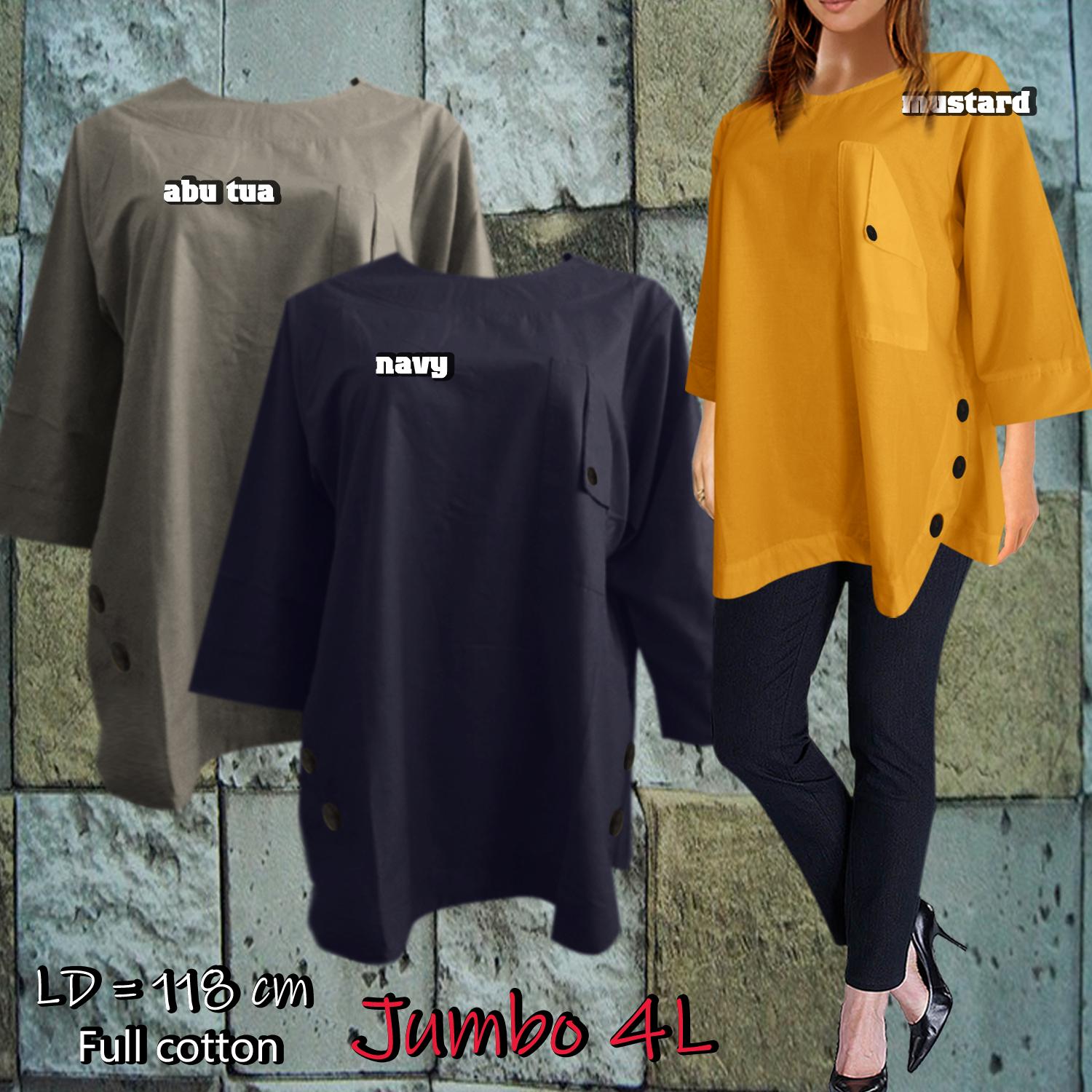 F&G Baju Atasan Wanita / Blouse Wanita / Atasan Wanita Oval Batok Minimalis - Jumbo 4L