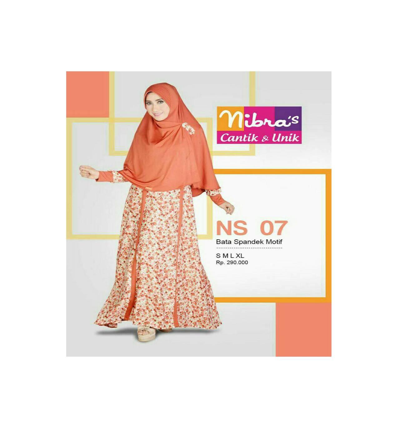 Gamis Syari Motif Flower Spandek Korea Import Nibras NS 07