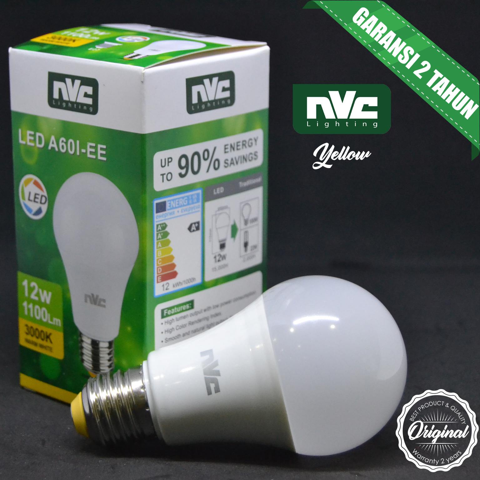LAMPU BULB LED NVC A60I-EE 12W 3000K 220-240V ( GARANSI 2 TAHUN ) - Kuning
