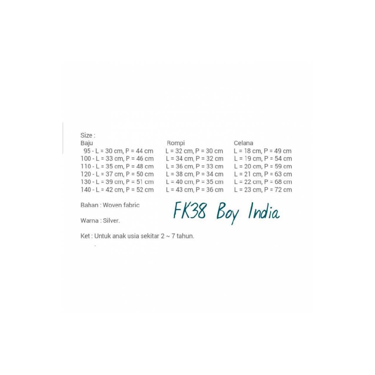 Promo Ramadhan Fk 38L Baju Koko Anak Kecil India Pakistan Lebaran
