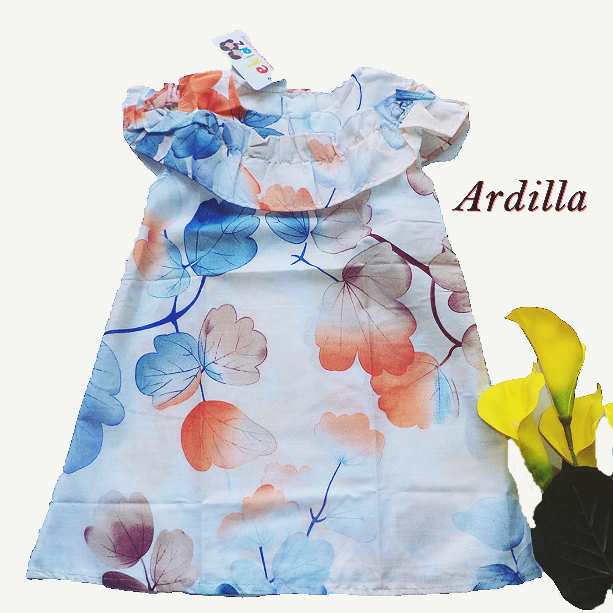 Ardilla Dress Anak Perempuan by Ekidz / Baju Dress Anak / Pakaian Anak Perempuan / Baju Anak Perempuan / Baju Dres Anak Perempuan - Putih Oranye