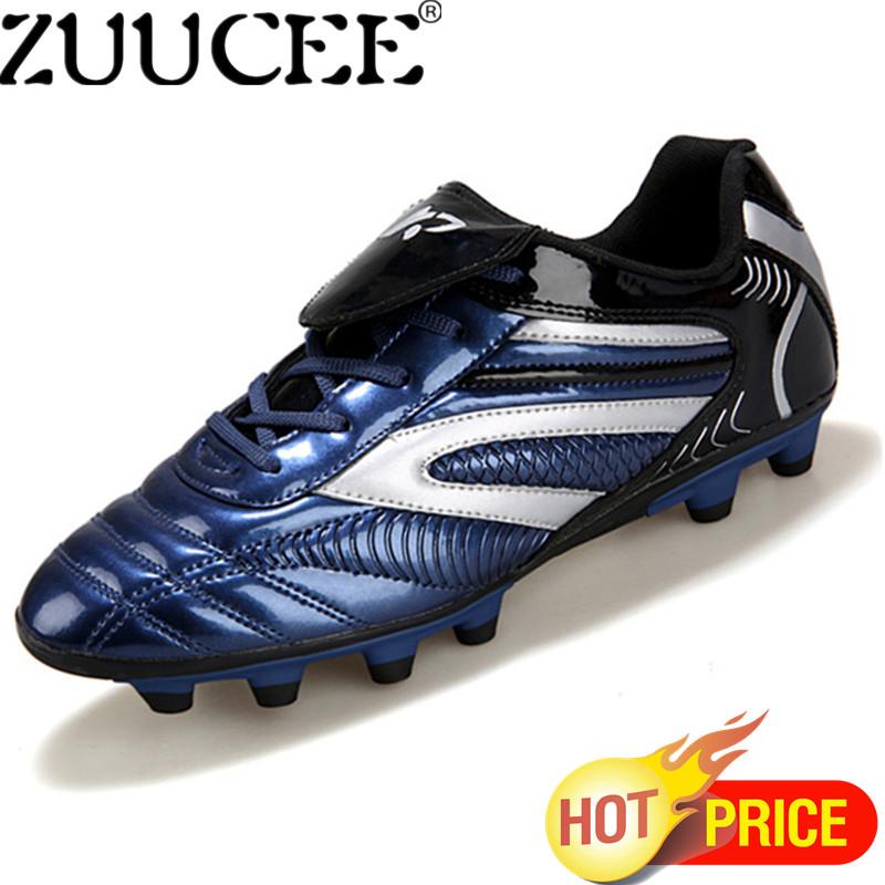 Zuucee Pria Modis Sepatu Sepak Bola Kuku Panjang Olahraga Sneakers (Biru Tua)-Internasional