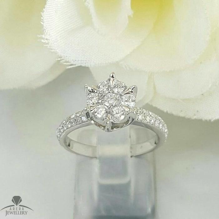 Cincin Emas Putih Full Berlian Eropa Putih Asli