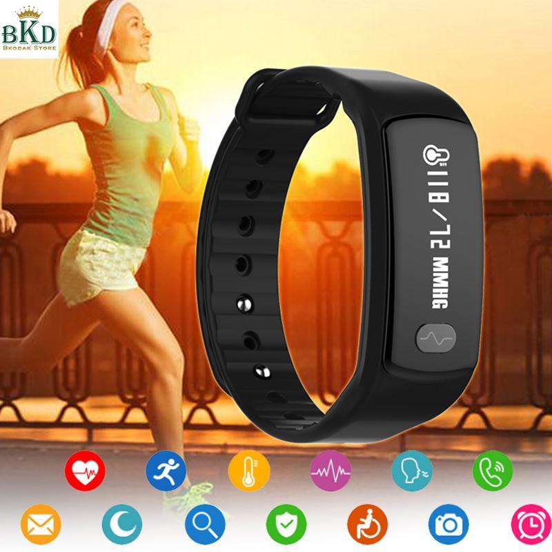 Bkodak Toko Layar Sentuh Bluetooth OLED Gelang Pengukur Tekanan Darah Jam Gelang
