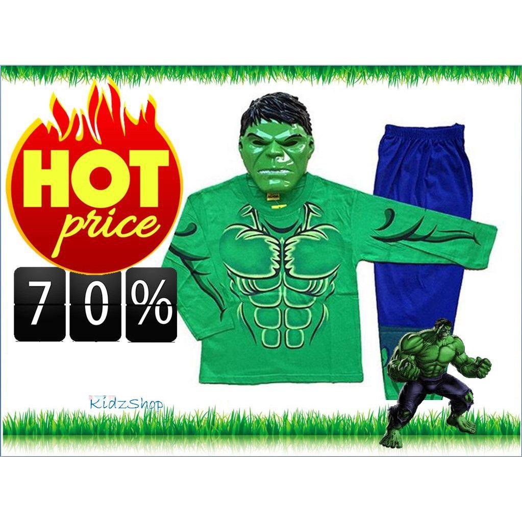 Stelan Kostum Pakaian Anak Hulk 3in1 utk 1-10 th, Murah Keren
