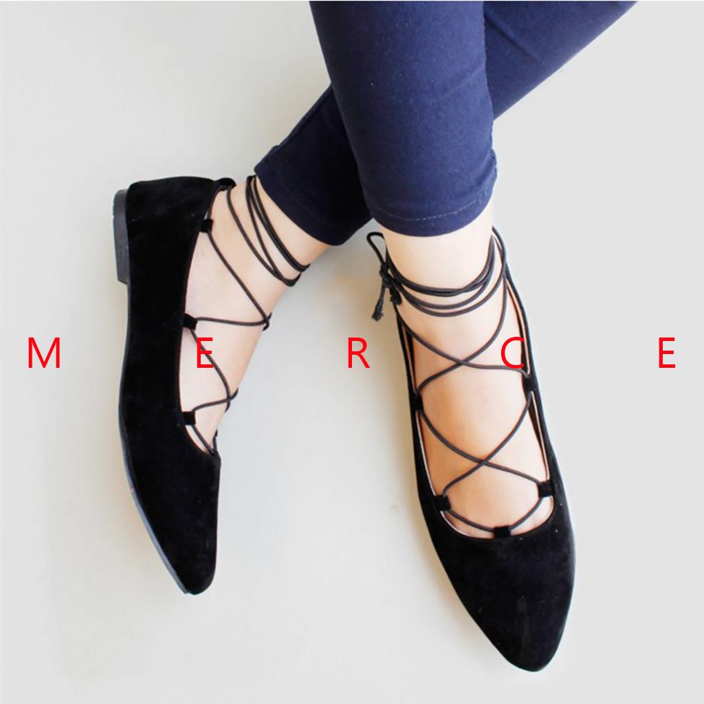 Merce BELINA Sepatu Balet Wanita Flat Shoes Black Hitam