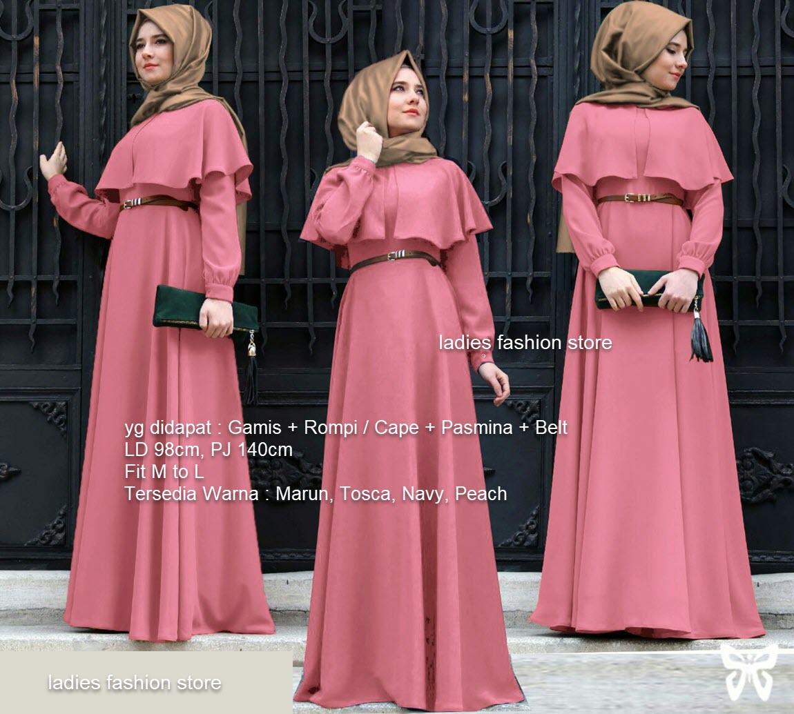 GAUN GAMIS PESTA MODERN / GRATIS PASMINA DAN BELT / GAMIS MAXI SYARI MUSLIMAH / GAMIS BAHAN MELAR / TERUSAN PAKAIAN MUSLIM / SETELAN SYARI / ATASAN GAMIS / DRESS GAMIS MURAH / GAUN PESTA / GAMIS MODEL BARU / DRESS MODERN SS (ARACL) NAVY PEACH TOSCA MARUN