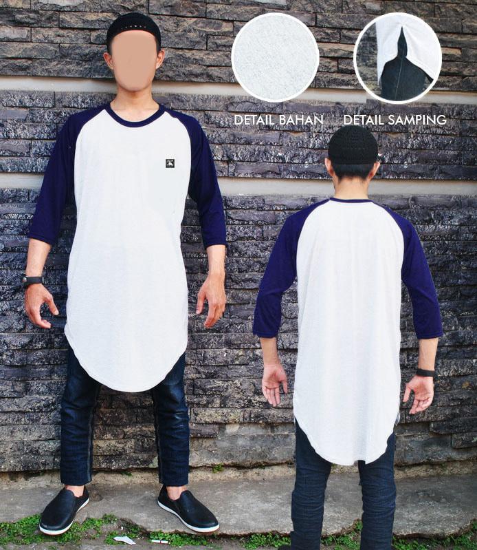DISKON Kaos Raglan Islami Model Gamis Pakistan Navy TERMURAH