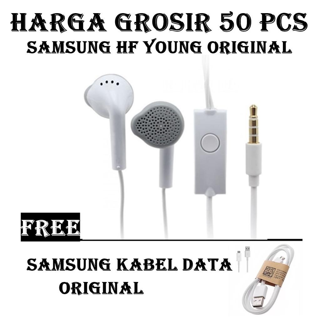HARGA GROSIR PALING MURAH!!!!- Samsung Handsfree Young Original + FREE Samsung Kabel Data Original -50pcs