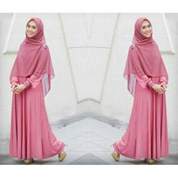 Promo Hari Ini Atk Maxi Oki Hijau Dress Terusan Gamis Syari Polos Hijab Muslim Modis Modern Trendy