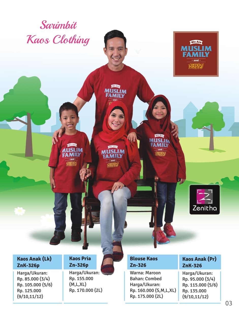 Zenitha busana muslim sarimbit - kaos muslim keluarga zn 326 - Maroon
