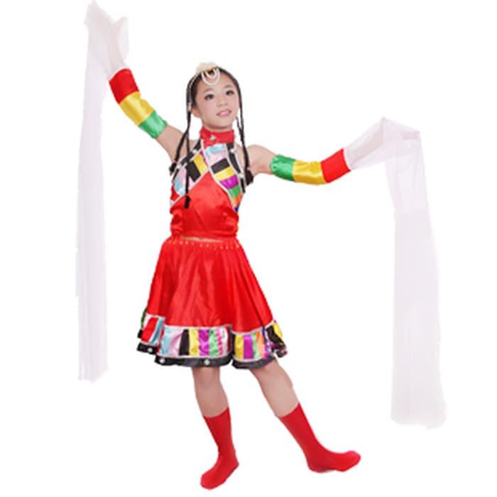 BAJU KOSTUM ANAK TARIAN TRADISIONAL CHINA LENGAN PANJANG PUTIH