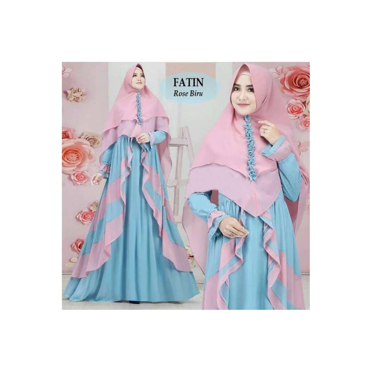 BAJU BUSANA MUSLIM GAMIS FATIN SYARI ROSE BIRU BERGO SOFT PED
