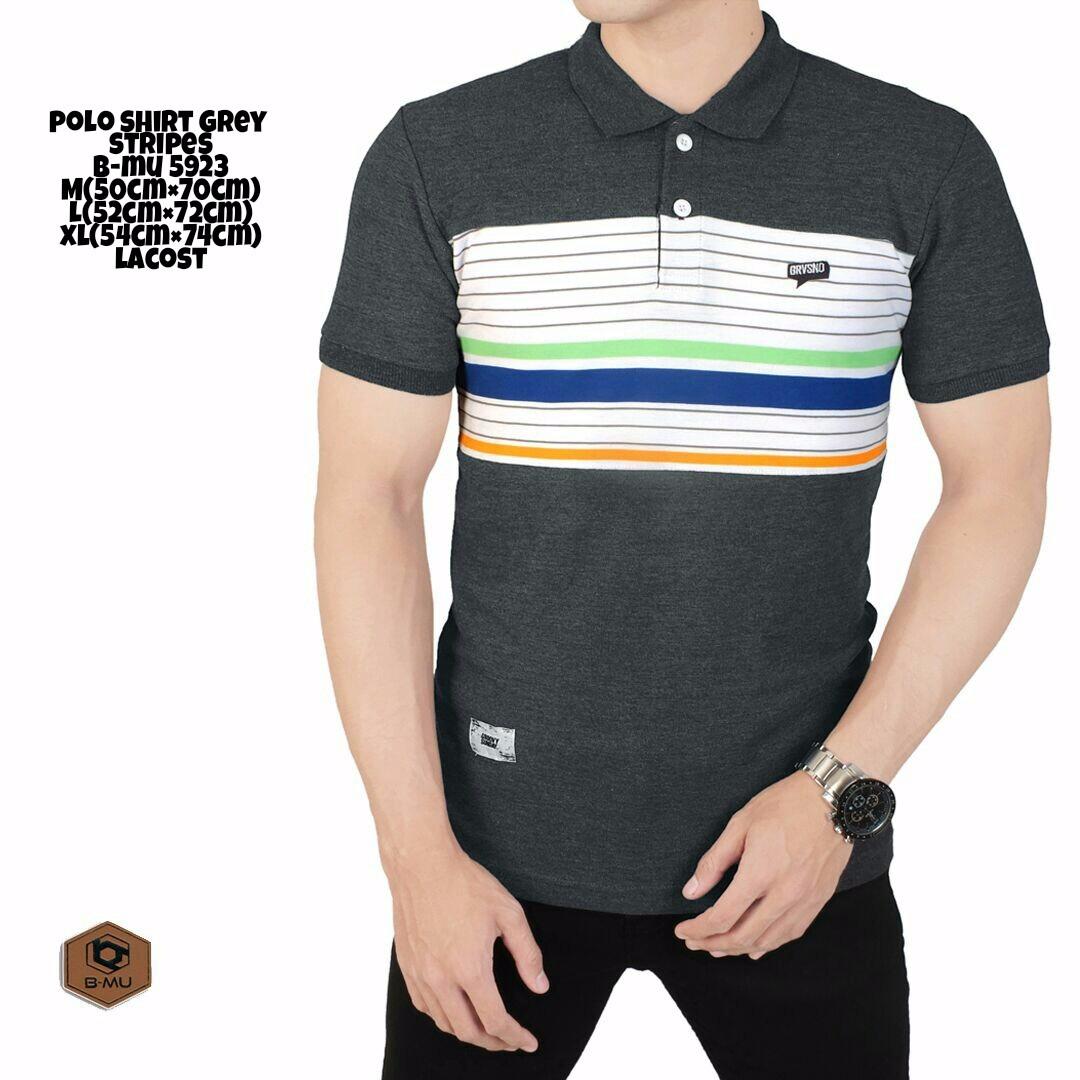 bajuku murah poloshirt grey stripes b-mu 5923 kaos tangan pendek kaos kerah lipat short slevees kaos oblong kaos distro casual formal kantor kerja fashionpria fashion pria atasanpria atasan pria kaos polos