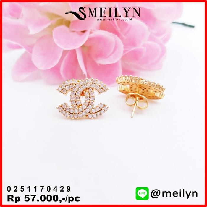 PROMO MEILYN ANTING TUSUK CHANEL EMAS ZIRCON 0251170429 MEILI - BVoTiDnW