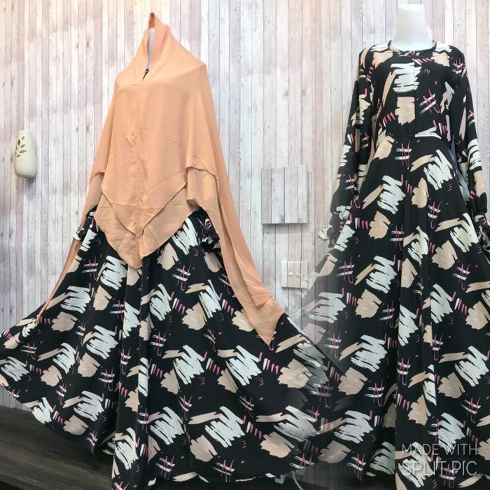 Adzra Gamis Murah syar'i /busana muslim wanita - Camela Dress - Hitam