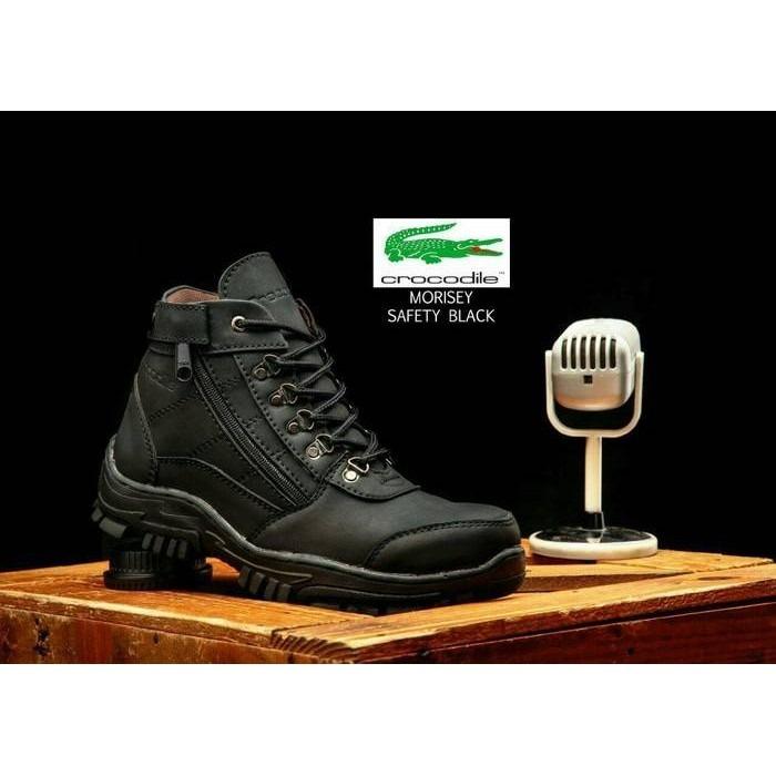 Sepatu Safety Boots Pria Crocodile cokelat Model Armour delta bertali resleting bickers hiking gunung free KAOS KAKI