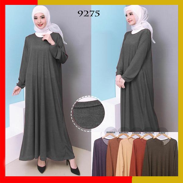 Baju Gamis Jumbo Polos Bahan Kaos Rib 4L 9275