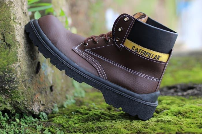 sepatu caterpillar boots high brown safety original handmade