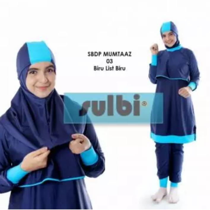 BAJU RENANG MUSLIMAH SULBI MUMTAZ SBDP 03 BIRU LIST BIRU BIG SIZE