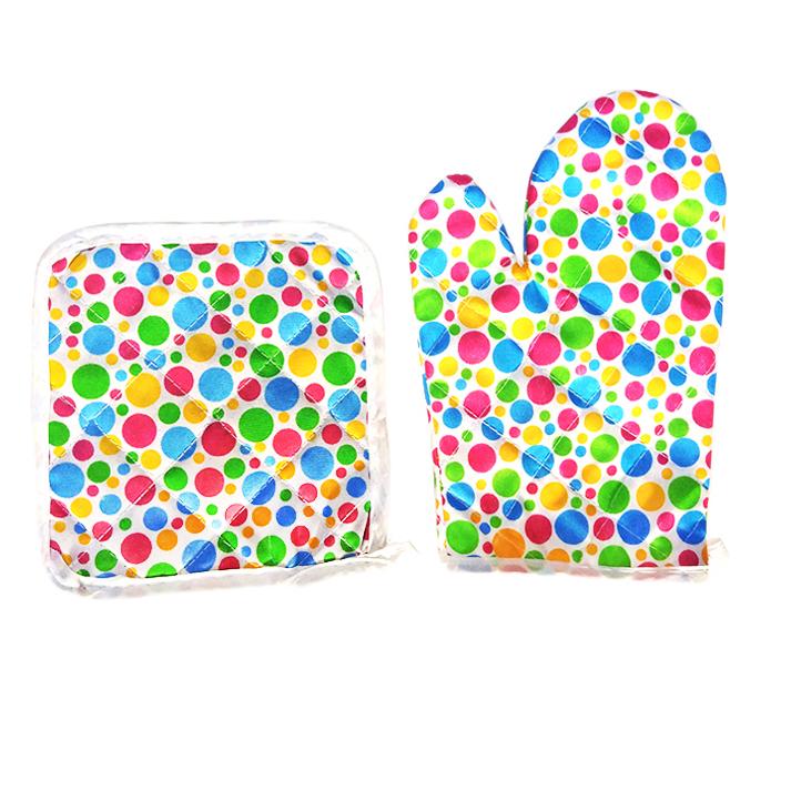 Sarung Tangan Pelindung Panas Oven Gloves + Taplak Kotak - Polkadot Sarung Tangan Pelindung Panas Oven Gloves + Taplak Kotak - Polkadot