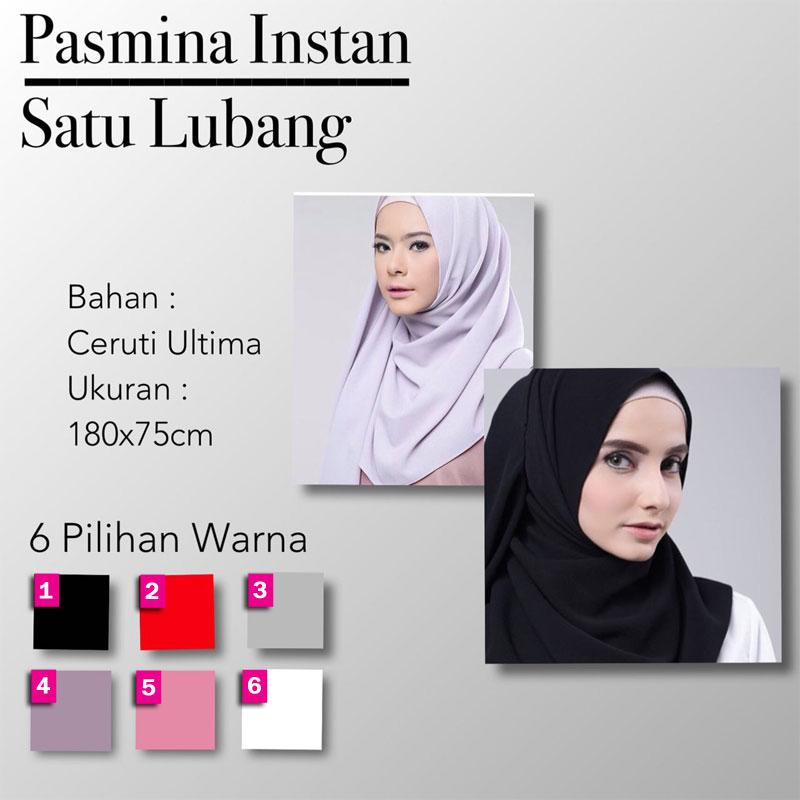 Hijab Instan satu lubang - Jilbab kerudung Pasmina Polos