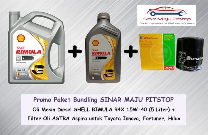 PAKET OLI MOBIL DIESEL SHELL RIMULA R4X 6 L + FILTER OLI TOYOTA INNOVA / AKSESORIS MOTOR / MOBIL / VARIASI / BERKUALITAS / OTO-A3389