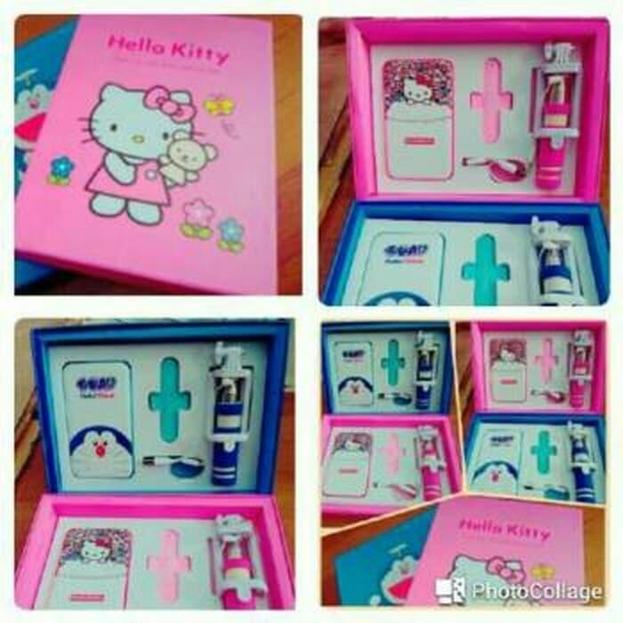DORAEMON POWERBANK GIFT SET TONGSIS KABEL MINI KADO UNIK LUCU MURAH HP