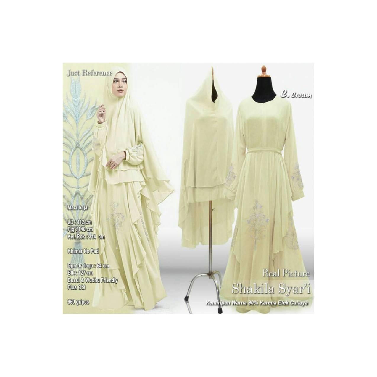 Baju Pengantin Muslimah 120163 GAMIS WANITA SHAKILA SYARI CREAM