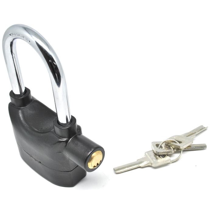 Gembok Alarm Motor Suara Anti Maling / Lock Siren - Black | ( gembok alarm motor anti maling koper sepeda pagar cakram kinbar kode tas mobil clock rumah sensor gerak pintu digital remote lock bht ) |
